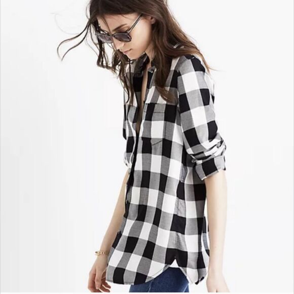 Madewell Shirt XS Slim Ex-Boyfriend Top Buffalo Check - Picture 3 of 8